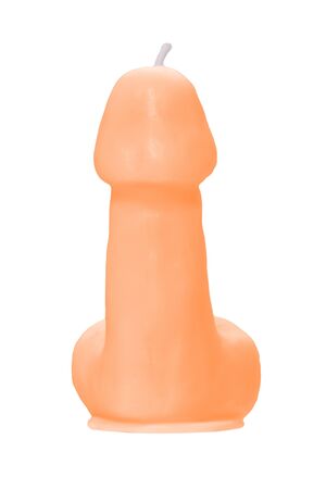 Оранжевая свеча в форме пениса - 47 гр.